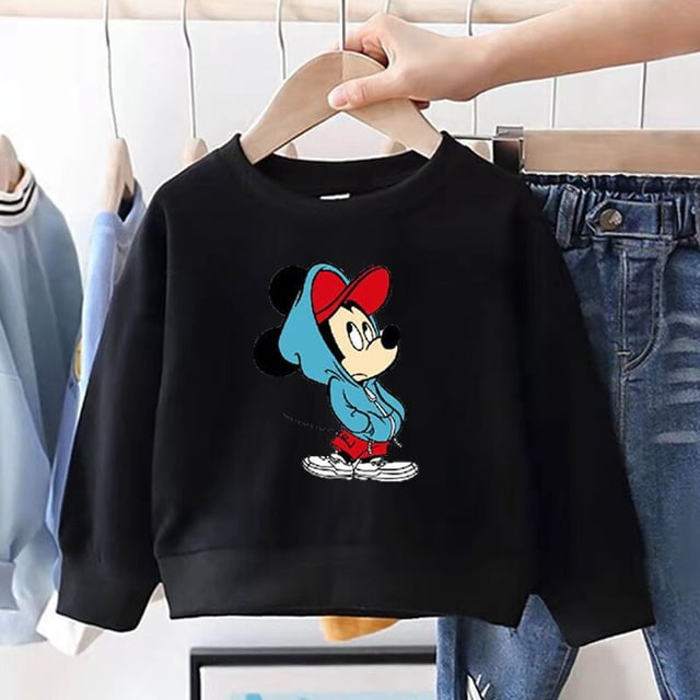 2022 Kids Toddler Round Neck Sweater Spring Autumn Girls Cartoon Printing Clothing Baby Minnie Mickey Mouse Fashion T-Shirt4T Gao Jinjia LED