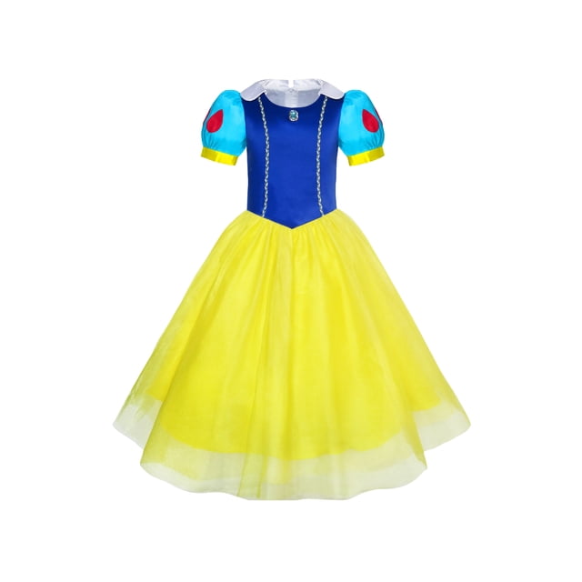 Girls Dress Blue Yellow Princess Party Birthday Fancy 4 Years