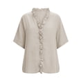 thumbnail image 4 of Women's Summer V-Neck Short Sleeve Casual Solid Color T-Shirt, 4 of 4