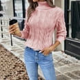 thumbnail image 7 of Womens Turtle Neck Sweater, Fall Sweaters for Women Fall Casual Vintage Solid Color Knitted Long Sleeve Pullover S-XL, 7 of 7