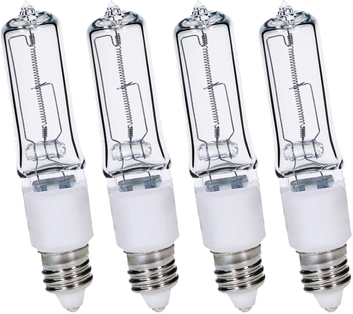 4-Pack JDE11 120V 100W Dimmable Halogen Bulb T4 Mini Candelabra Base Warm White for Chandeliers, Ceiling Fan, Table Lamps, Cabinet Lighting