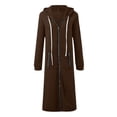 thumbnail image 4 of Pyhlmscde Women's Solid Color Button Long Sleeve Cardigan Coat, Womens Tops, Winter Clothing for Women, Trench Coat Women, 4 of 5