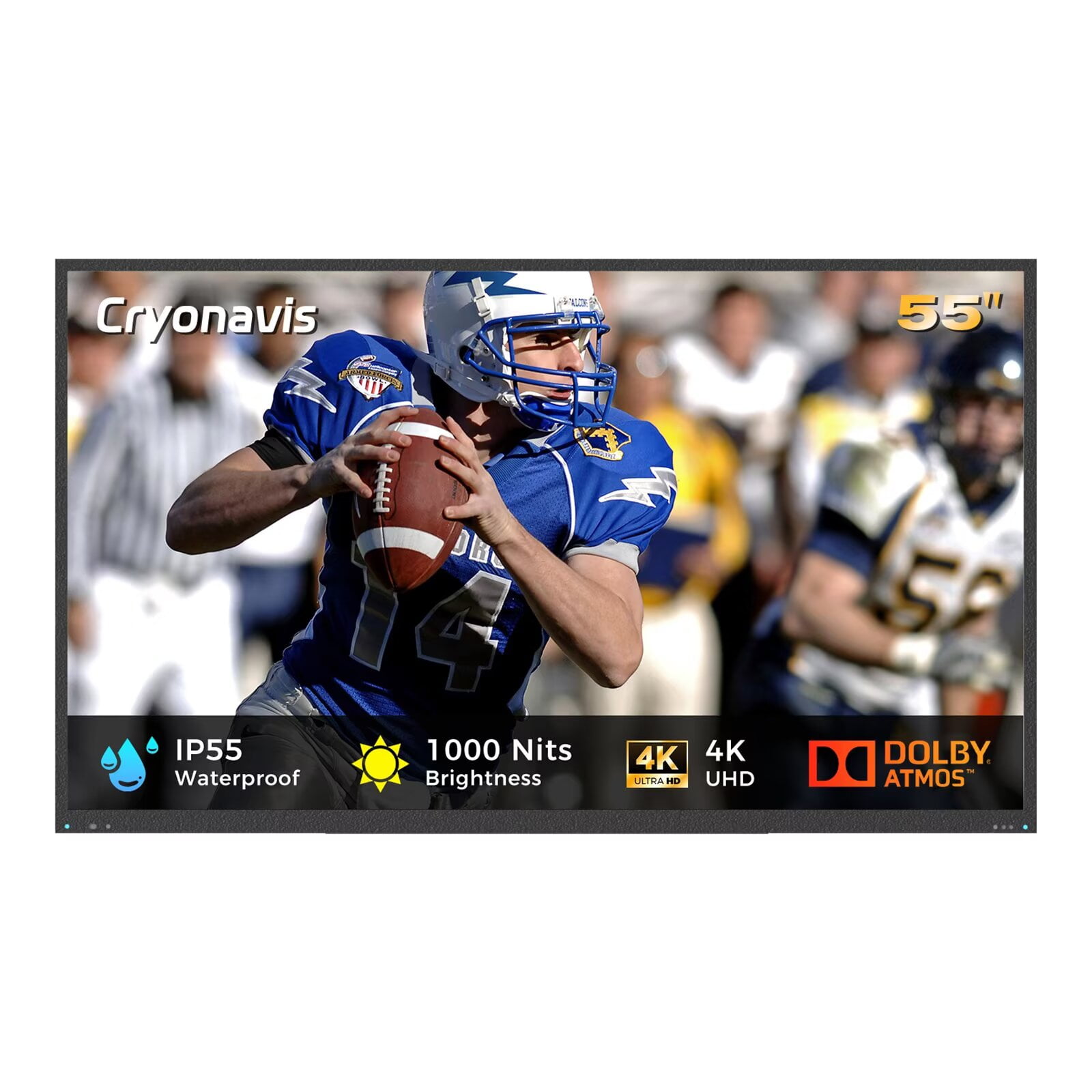 MWE 55 Inch Outdoor TV, Smart TV IP55 Waterproof Outside TVs, 1000 Nits 4K UHD, Outside Television WebOS 25 Voice Control with Dolby Atmos for Covered Patio, Backyard & Poolside