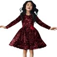 thumbnail image 6 of Girls Dress Kids Long Sleeve Cute Sequin Glitter Party Carnival Gown Formal Dress Baby Girl Dress Red 3 Years-4 Years, 6 of 6