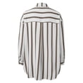 thumbnail image 4 of ZHUASHUM shirts for women Fashion Mid Length Vertical Striped Multi Color Shirt Coat Casual Loose Top,M Khaki, 4 of 4