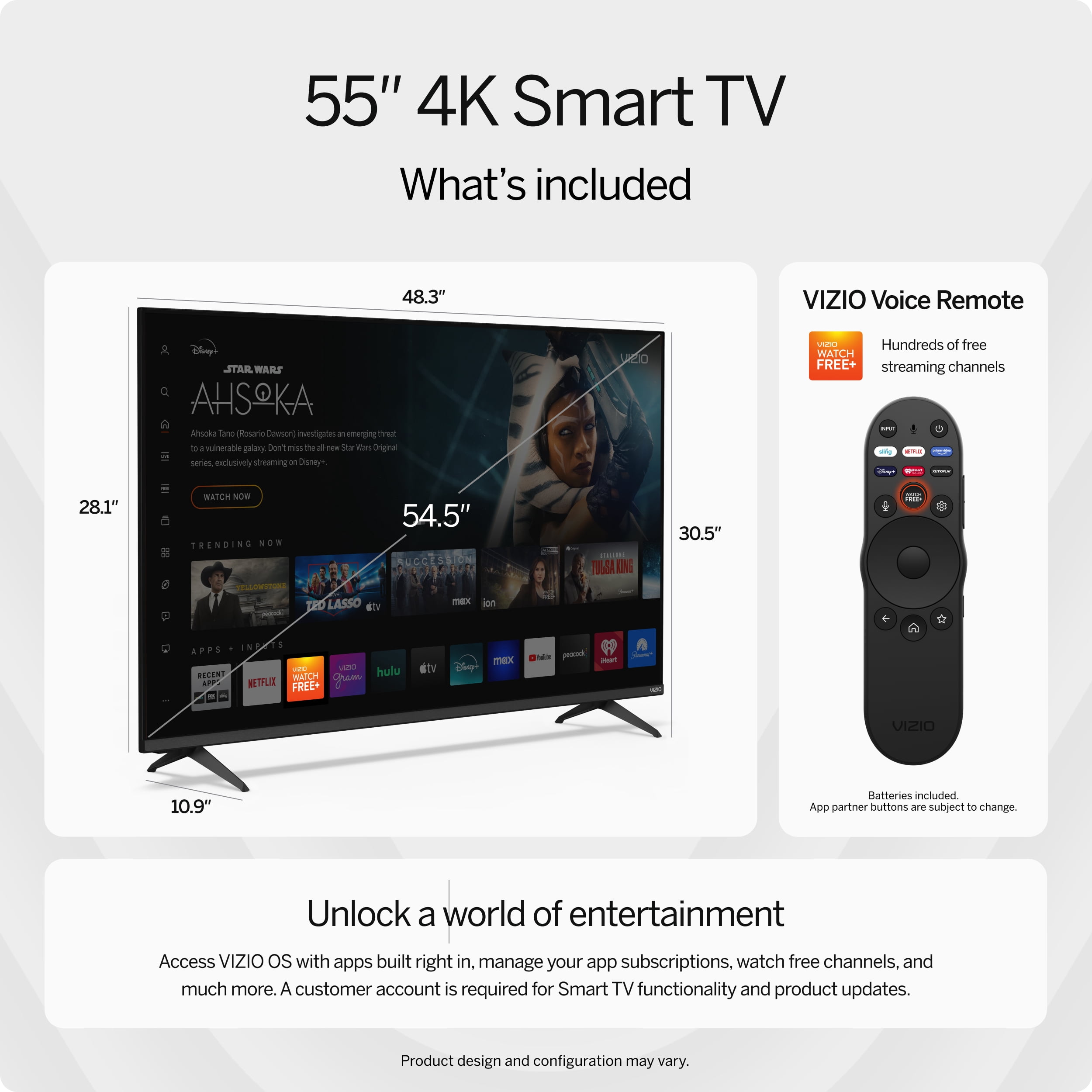 VIZIO 55” Class 4K UHD LED HDR Smart TV (V4K55M-08)