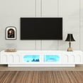 thumbnail image 2 of Modern Tv Stand For 95" Screens, White, With Tempered Fluted Glass Doors And Mobile -controlled Led Lights, Functional Cabinets Stylish Cabinet Tvs, -controlled , Console Storage, 2 of 6