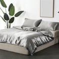 thumbnail image 5 of Cooling Ice Silk Duvet Cover – King Size 90x78 Inch Breathable Polyester Quilt Case – Soft Washed Finish for Hot Sleepers,Gray, 5 of 6