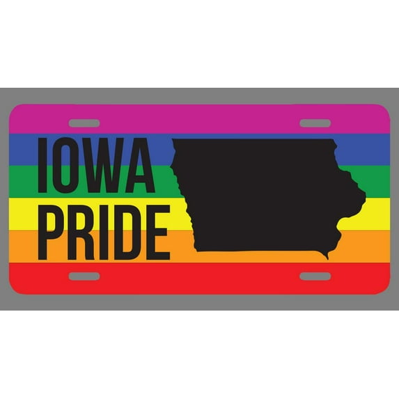 Iowa Pride Flag License Plate Tag Vanity Novelty Metal | UV Printed Metal | 6-Inches By 12-Inches | Car Truck RV Trailer Wall Shop Man Cave | VLP649