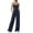 Blue, variant on Jumpsuit for Women, Strapless Waist Cinching Wide Leg, Double-Strap Sleeveless Top, Ruched Waist, Solid Color