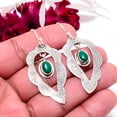 thumbnail image 3 of Malachite 925 Sterling Silver Handmade Earring 2.07" E83362, Christmas Gift, 3 of 4