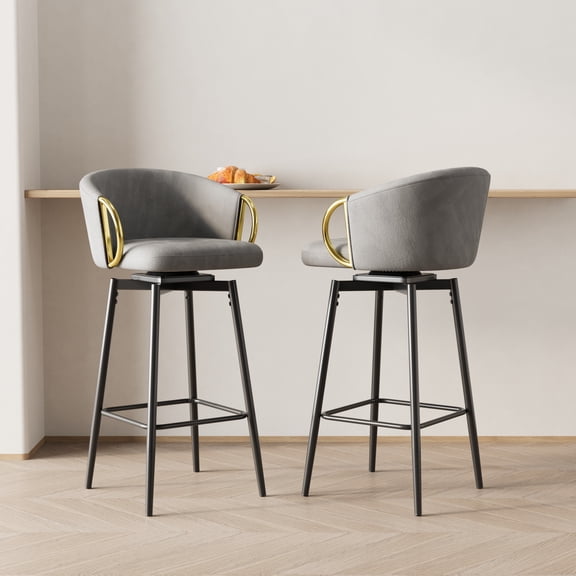Dining Chairs Dining Chairs Set of 2 Modern style 360°Swivel Bar Chairs with simple design, comfortable high stools, and flexible dining chairs suitable for bars, restaurants,Velvet Bar Chair Beige g