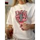 thumbnail image 1 of Camiseta vintage informal estampada para mujer con cuello redondo, top deportivo de ocio, 1 of 6