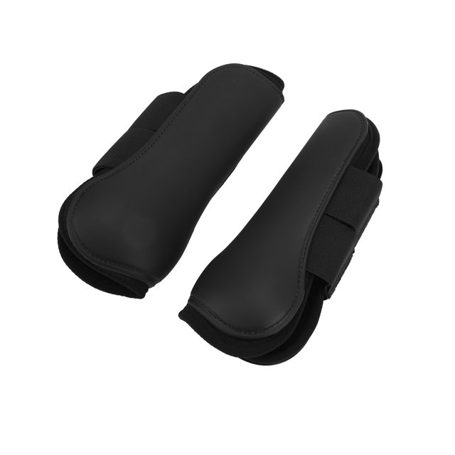 Horse Boot, Easy To Stick Cushioning Soft PU Shell Horse Tendon Boots Set with Hook Loop for Horses Black Front Legs