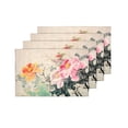 thumbnail image 4 of MKHERT Peony Flowers Traditional Oriental Chinese Ink and Wash Painting Placemats Table Mats for Dining Room Kitchen Table Decoration 12x18 inch,Set of 4, 4 of 4