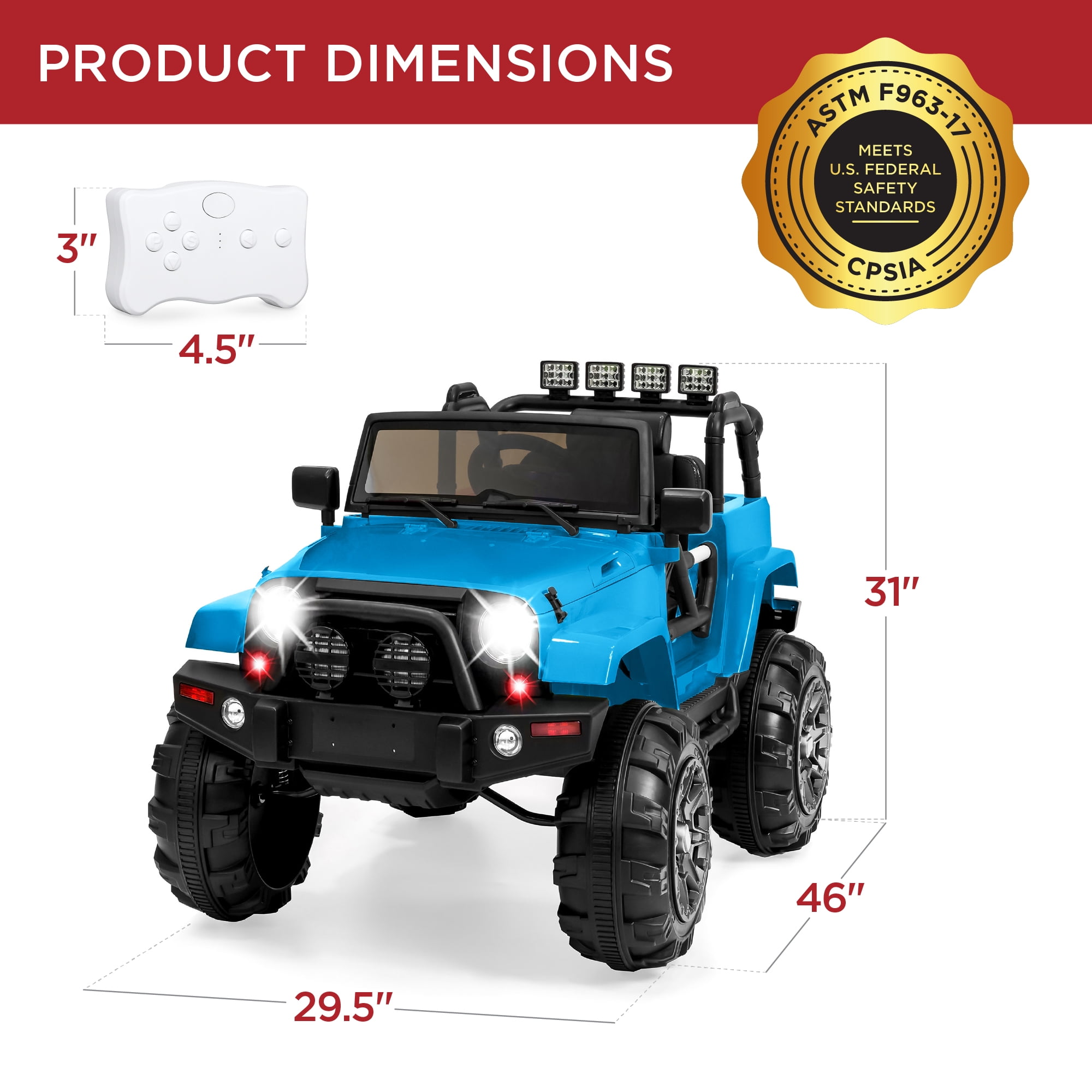 Best Choice Products Jumbo 12V Kids Electric Ride On Car with Parent Remote, Seat Harness, 65 lb Capacity - Light Blue