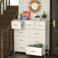thumbnail image 2 of YILQQPER 9 Drawer Dresser Fabric Dressers with Steel Frame Wooden Top Chest of Drawers Storage Dresser White for Adults and Children, 2 of 7