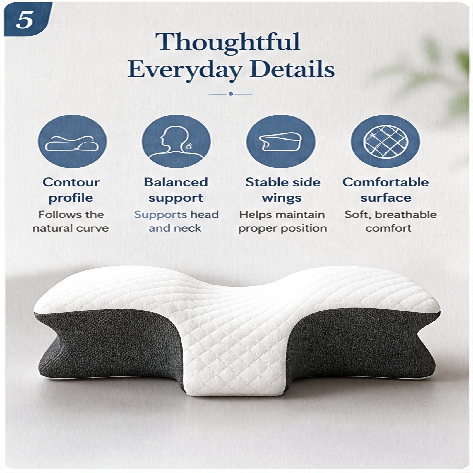 Doreve Cloudfaser Pillow, Doreve Cloudfaser Pro Pillow, Ergonomic Butterfly Support Structure with Aligned Comfort Design, Breathable Constant-Temperature Material, Ideal for Desk Work Use