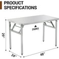 thumbnail image 2 of Commercial-Worktable Folding Workstation Stainless-Steel Heavy-Duty 48 x 24 Inch with 220 lbs Load, Silver Stainless Steel Kitchen Island,Kitchen Work Table, 2 of 7