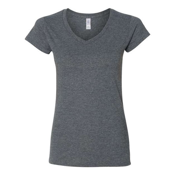 Playera de estilo suave Gildan 64V00L con cuello en V para mujer Heather oscuro