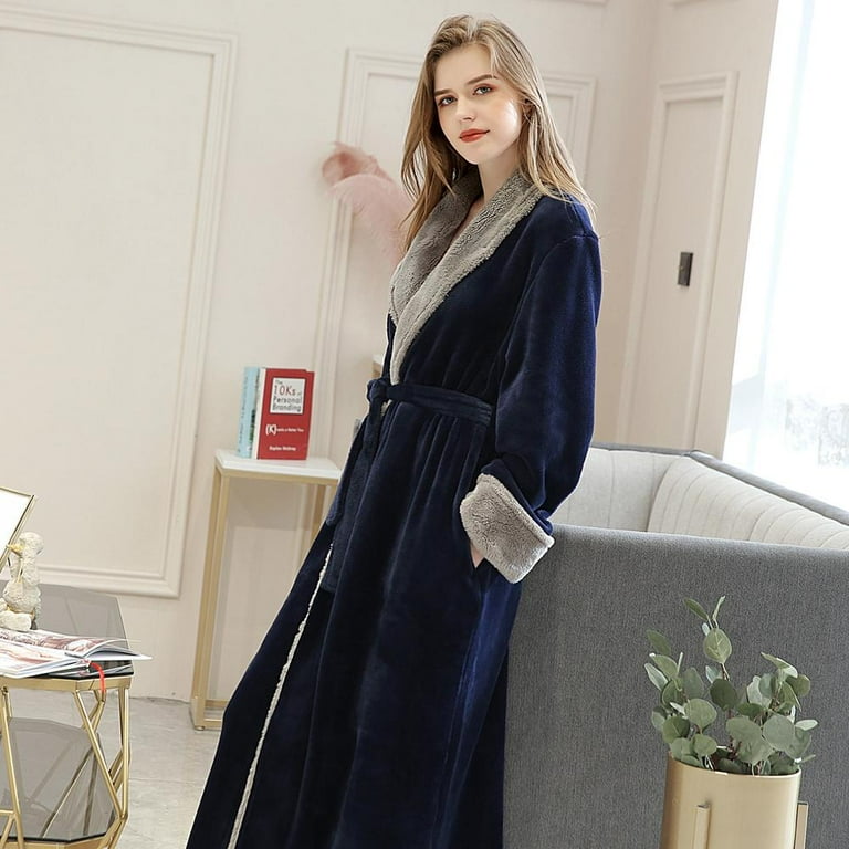 Women Shawl Collar Fleece Bathrobe & Spa Robe