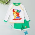 thumbnail image 3 of WOYY Toddler Boys Quick Dry Cartoon Dinosaur Print Rashguard Swimsuit 2-Piece Bathing Suit, 3 of 6