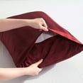thumbnail image 3 of Ntbay 3-Pieces Queen Size Silky Satin Stripe Duvet Cover Set, Ultra Soft & Luxury Bedding Set with 1 Duvet Cover (No Comforter) & 2 Envelope Pillowcases (No Pillows), Wine Red, 3 of 5