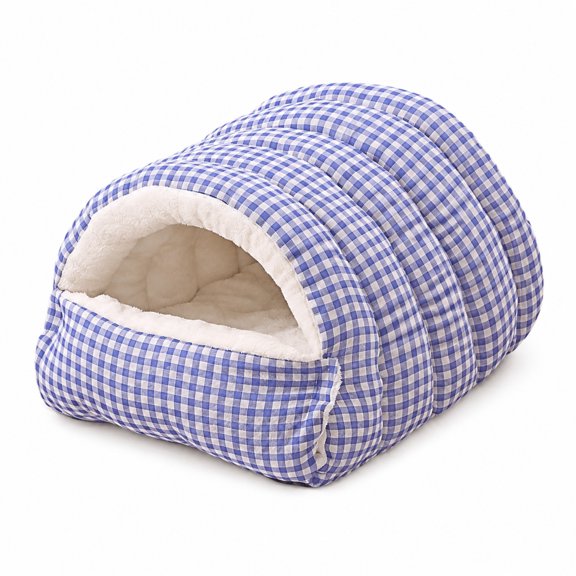 GokyZoe Gingham Pet Cave Bed for Cats and Small Dogs, Plush-Lined Semi-Enclosed Pet House