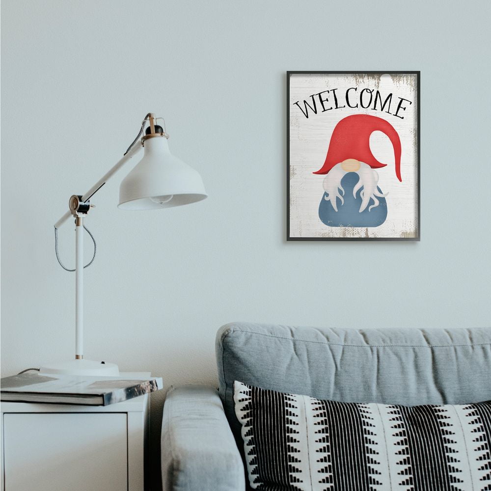Stupell Industries Welcome Gnome Sign Mythical Garden Elf Pun Designed by Daphne Polselli