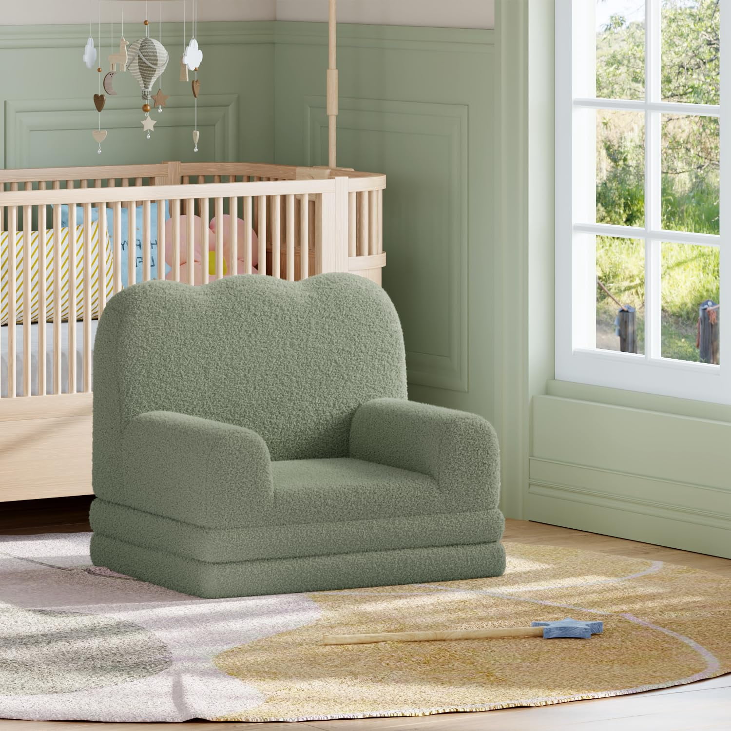 Ataucjin Kids Couch,2-in-1 Convertible Teddy Fleece Fabric Toddler Sofa Chair,Toddler Chair Comfy,Convertible Sofa to Lounger,Soft Fold Out Couch Lounger for Kids,Comfy Children's Sofa Bed