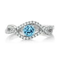 thumbnail image 2 of Gem Stone King 1.04 Ct Round Swiss Blue Topaz 925 Sterling Silver Infinity Ring (Size 8), 2 of 3