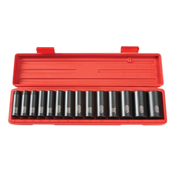 TEKTON 1/2 Inch Drive Deep 12Point Impact Socket Set, 14Piece (3/8