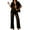 Black, variant on Beach Cover Up Set for Women Loose Fit Short Sleeve Shirt Casual Pants Sheer Vacation Sun Protection Beach Cover Up