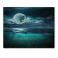 thumbnail image 3 of Designart 'Romantic Moon and Clouds Over Deep Blue Sea II' Nautical & Coastal Print on Natural Pine Wood, 3 of 5