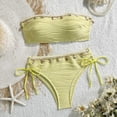 thumbnail image 2 of UTSJKR Women's Strapless Bandeau Bikini Set, Solid Color 2 Piece Bathing Suit with Removable Chest Pad, Casual Swimwear for Summer Beach Party Yellow L, 2 of 8