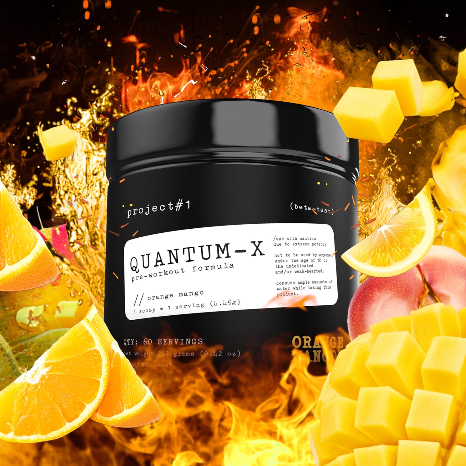Project #1 Quantum - X: Orange Mango Pre-Workout, 30 Servings, Creatine - Dietary Supplement