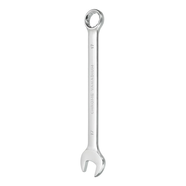 Combination Wrench 17mm Metric 12-Point Box and Open End CR-V Steel Spanner
