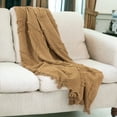 thumbnail image 2 of HomeRoots 518834 Camel Woven 100 Percent Textured Cotton Throw Blanket, 2 of 5