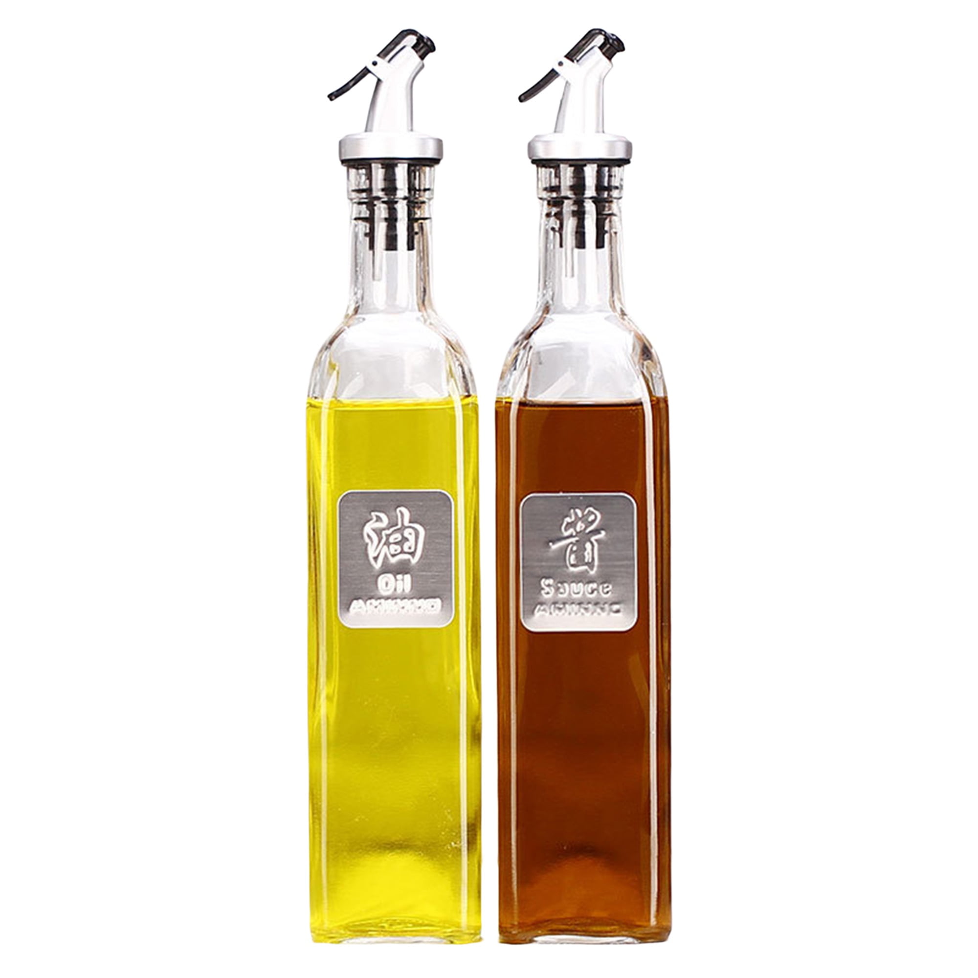 Oil Vinegar Dispensing Bottle Set Organizer Store Keep Spice Orange Home Kitchen 