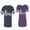 Men Navy / Women Purple, variant on King & Queen Color Unisex Couple Matching Cotton Jersey style T-Shirt Contrasting stripes on sleeves (Men Navy / Women Black) (Men S / Women S)
