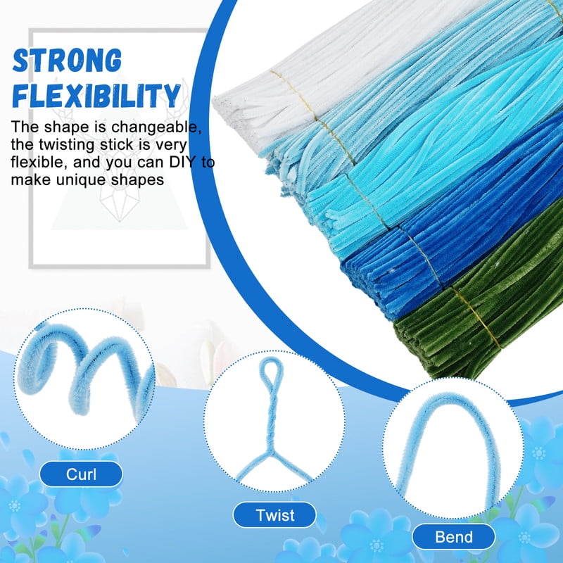 500 Pieces Pipe Cleaners Chenille Stems for Flower Craft Supplies Bulk Fluffy Fuzzy Sticks