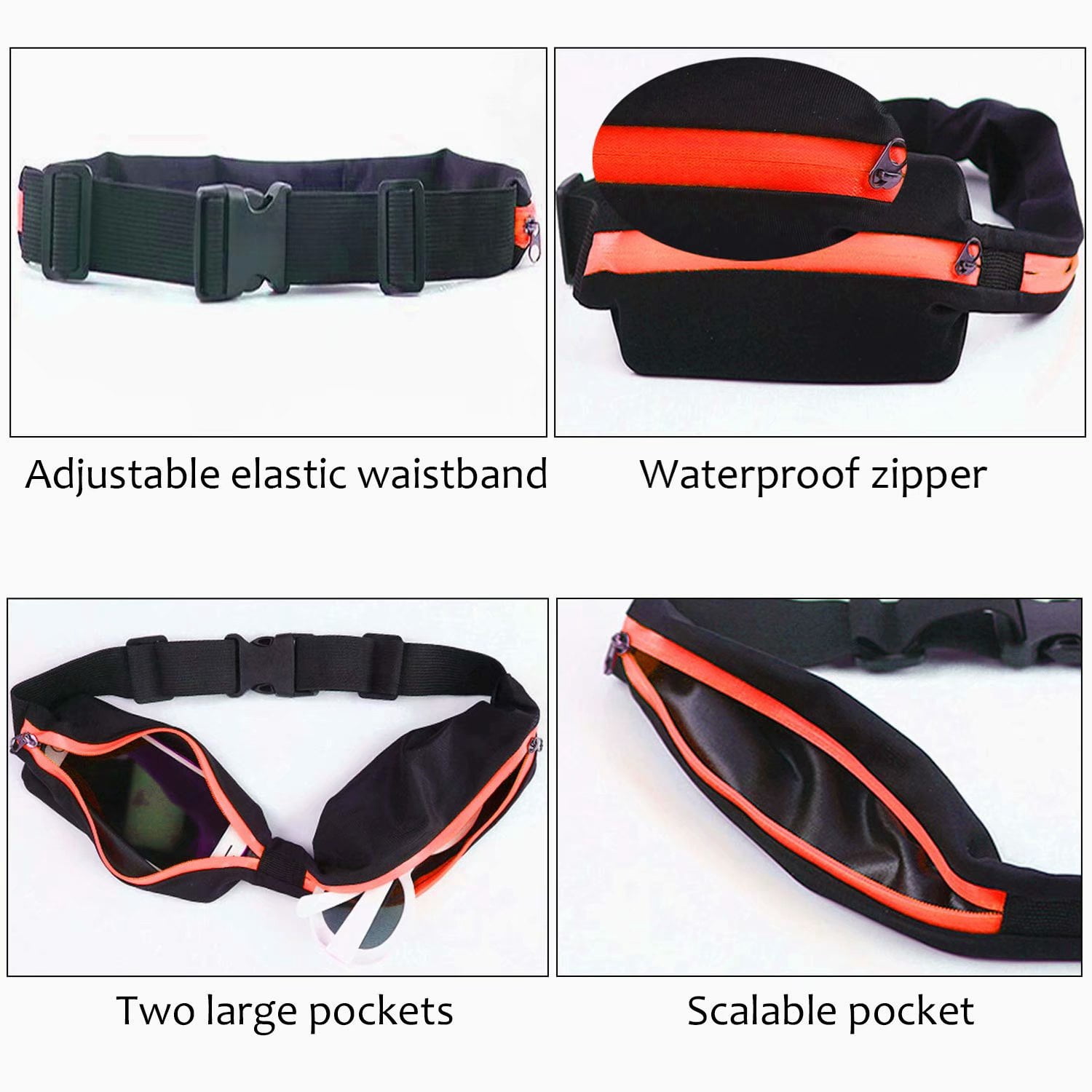 Ceinture De Running Réglable & Étanche – 3 Poches – Réfléchissante – Pour Homme/Femme – Gym, Randonnée, Voyage - 4