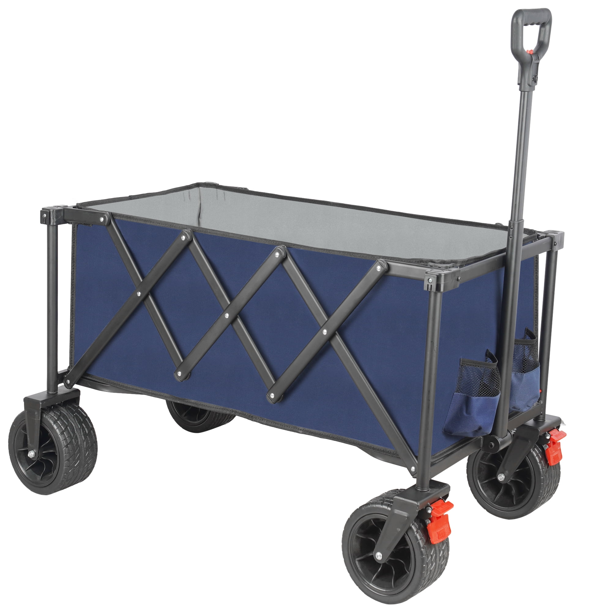 Folding Wagon Cart, Heavy Duty Collapsible Utility Wagon, Beach Wagon