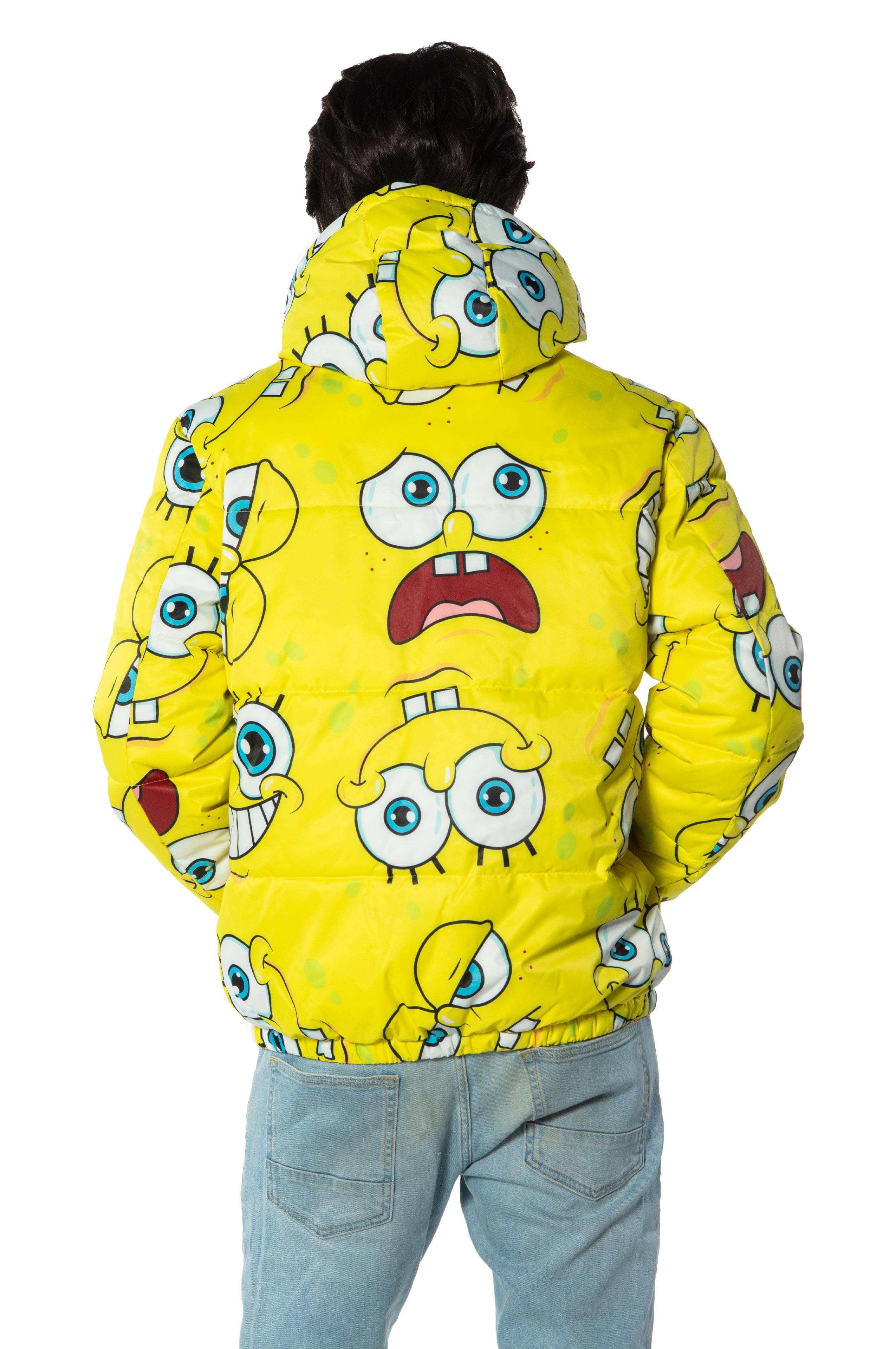 Members Only Spongebob Hooded Puffer Jacket in Blue for Men