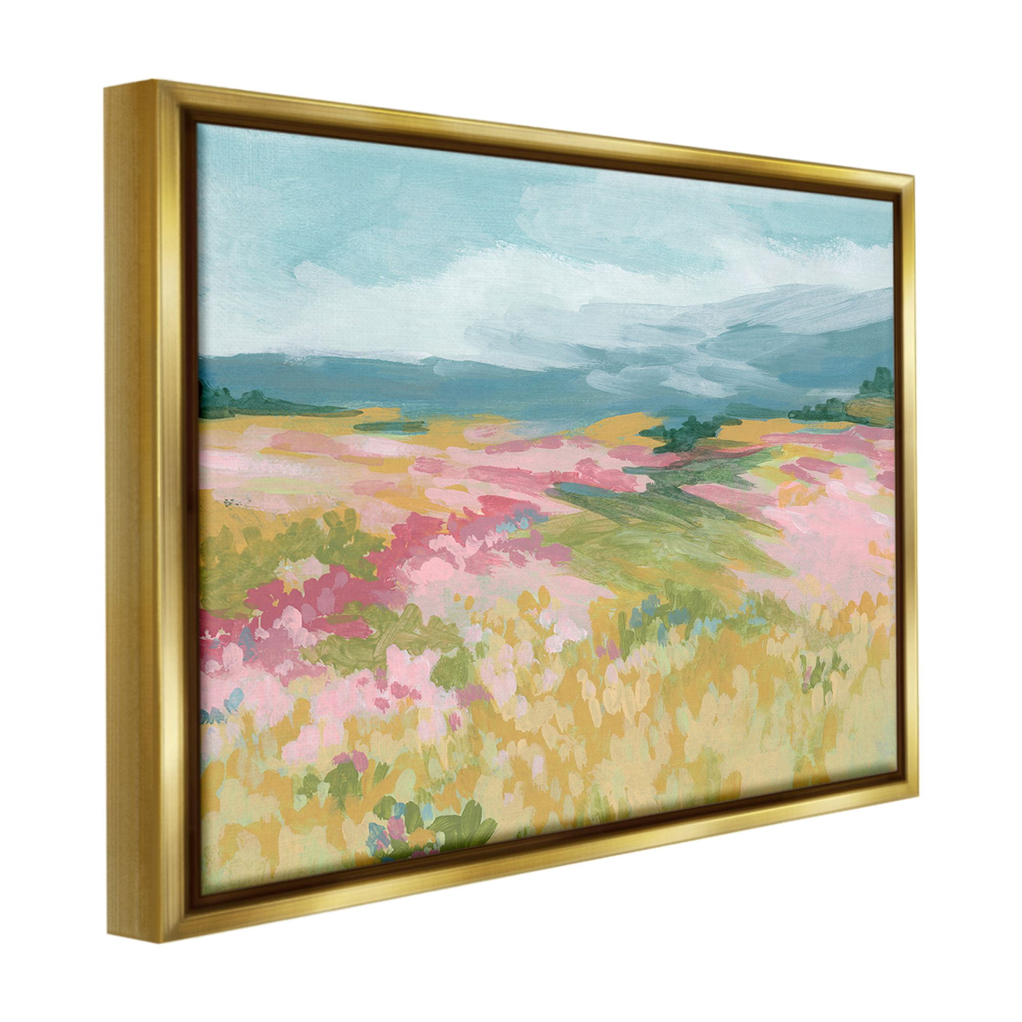 Stupell Industries Abstract Mountain Hills Landscape Painting Gold Floater Framed Canvas Art Print Wall Art, 31 x 25