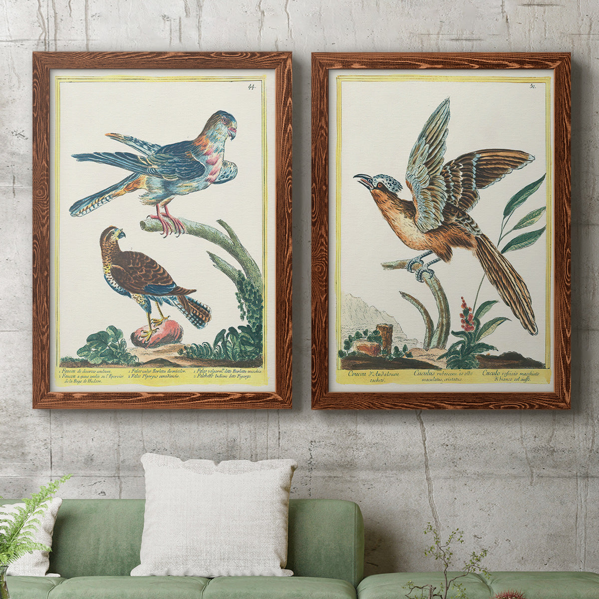 Pastel Birds III - Premium Framed Canvas 2 Piece Set - Ready to Hang
