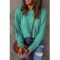 thumbnail image 4 of Women's Green Solid Color Patchwork Long Sleeve Top, 4 of 6