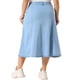 thumbnail image 3 of Falda de mezclilla de talla grande GRACE & GRANDEUR para mujeres, de cintura alta, estilo A-line, casual, con bolsillos, 2X, azul claro, 3 of 6