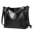 thumbnail image 1 of Bolso de cuero suave con cera de aceite para mujer, bandolera informal, color negro y verde, a la moda, novedad, 1 of 5