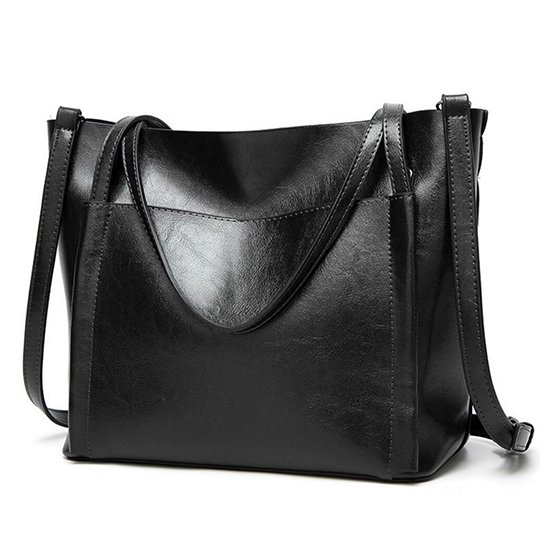 Bolso de cuero suave con cera de aceite para mujer, bandolera informal, color negro y verde, a la moda, novedad